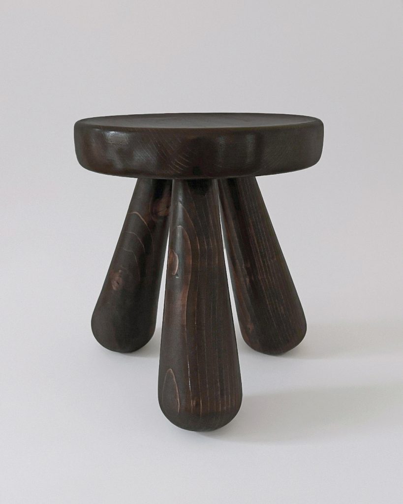 Clubbed Legged Wooden Tripod Stool