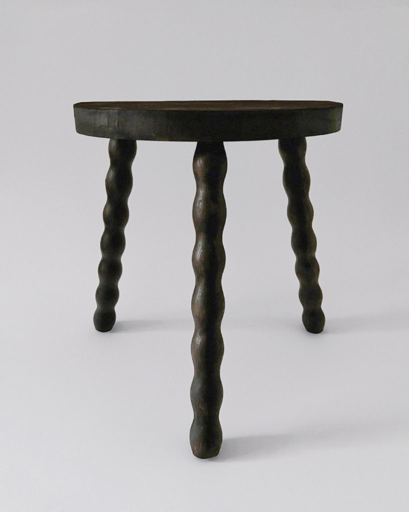 Anonymous <br> French Wooden Tripod Stool <br> C. 1950