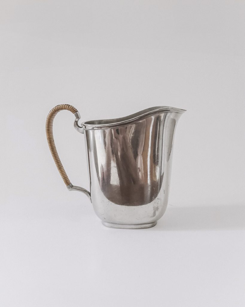Just Andersen Art Deco Rattan Pewter Pitcher