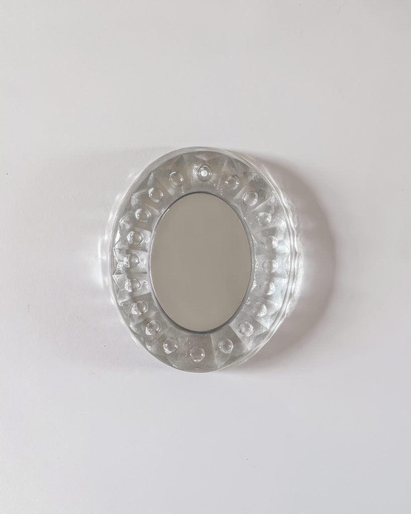 Hanne Dreutler <br> Small Brutalist Glass Mirror <br> C. 1960
